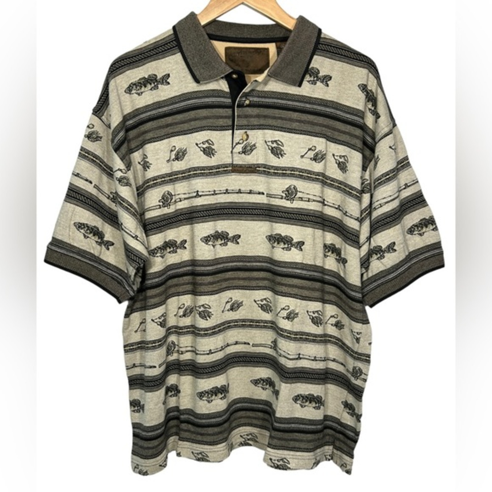 North River‎ Polo Shirt Size XL Fishing Fisherman Outdoors Dad Brown Tan